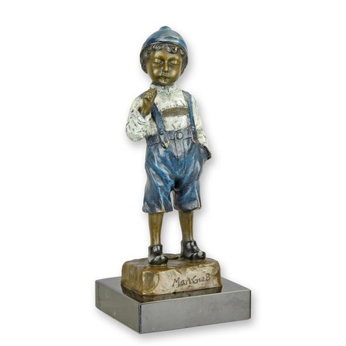 Bronzefigur rauchender junge - bronzefigur,