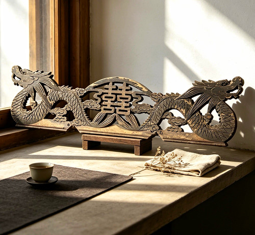 Holzfigur geschnitzt drache - geschnitzt,