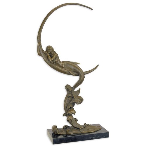 Bronzefigur meerjungfrau mit - bronzefigur,