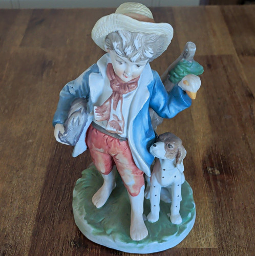 Porzellanfigur junge mit hund - porzellanfigur,