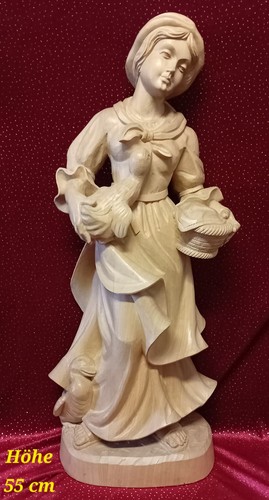Holzfigur junge bäuerin mit - holzfigur,