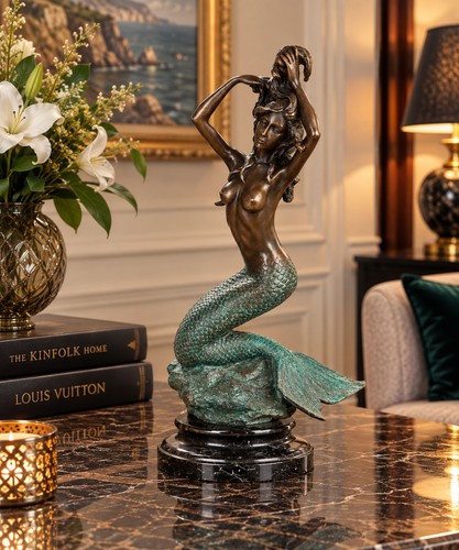 Bronze skulptur meerjungfrau - skulptur,