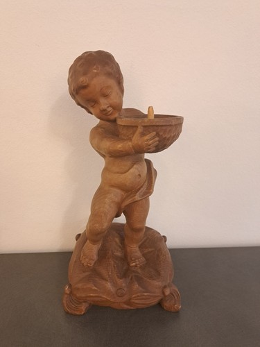 Vintage holzfigur junge mit - holzfigur,