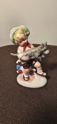 Porzellanfigur junge mit hund - mit,
